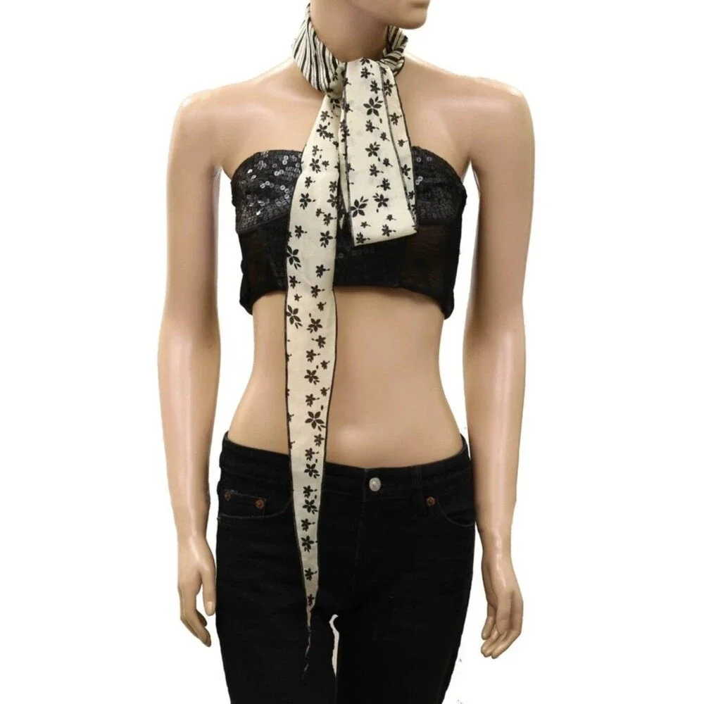 Free People Tilly Skinny Silk Convertible Scarf Neck Handbag Floral Print All/S